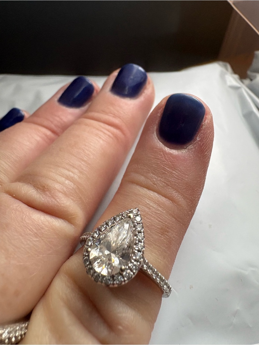 Pear halo lab diamond ring 2.64 total carat 1.50 center